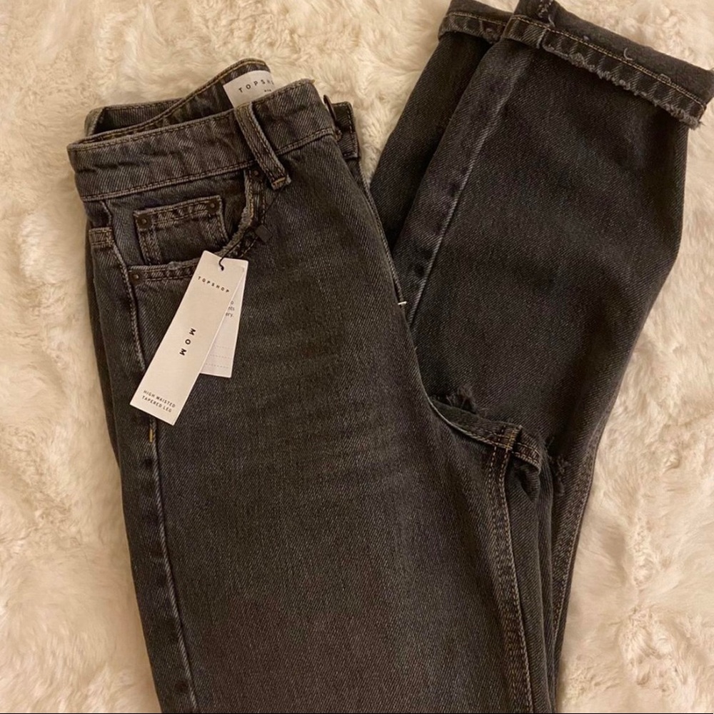 Top shop mom black mom jeans with rips